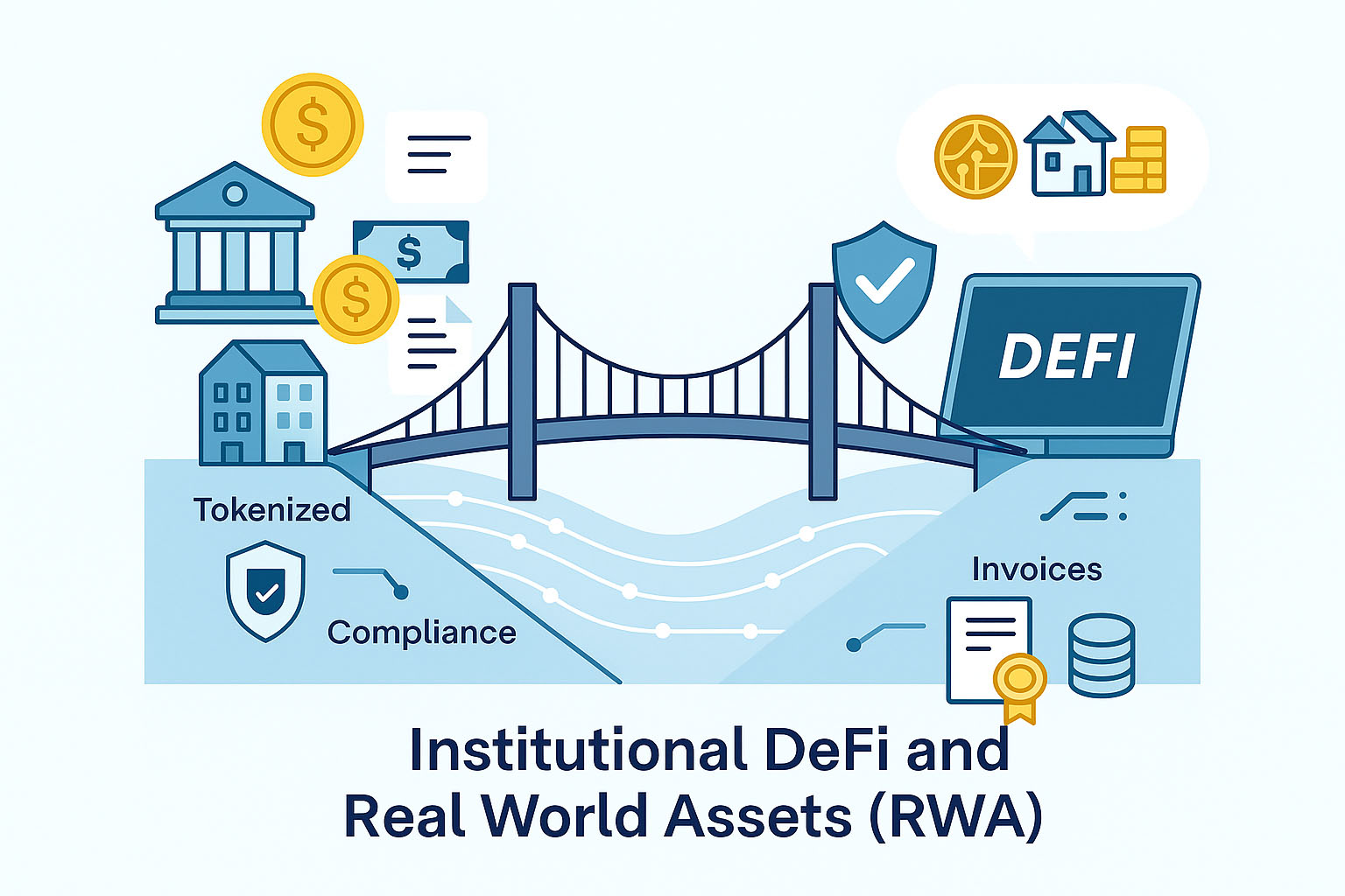 Bridge connecting traditional finance with DeFi, including tokenized real-world assets like real estate and treasuries